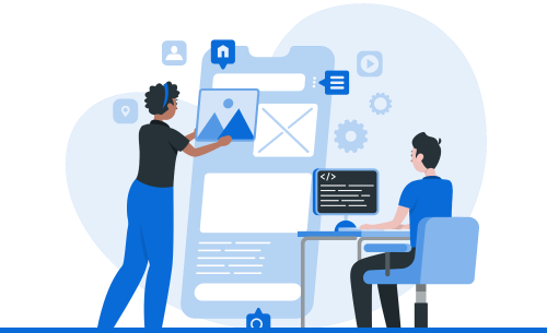 Illustration showcasing the scalability and adaptability of low-code applications