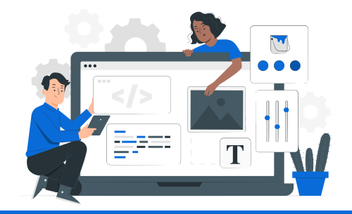 Illustration of custom application development for tailored software solutions and
                        streamlined operations.