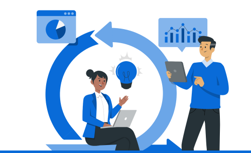 Visual representation of agile product iterations and scaling for adaptable,
                        timely delivery and efficient growth.